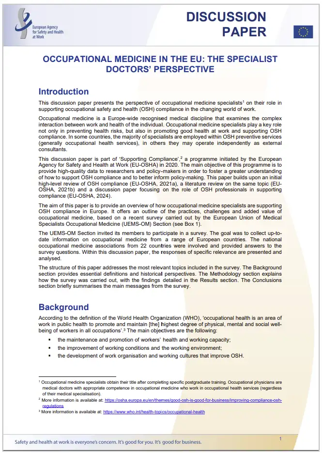 Occupational medicine EU specialist doctors perspective EN Occupational medicine EU specialist doctors perspective EN